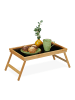 relaxdays Betttablett in Natur/ Schwarz - (B)61,5 x (H)23 x (T)31 cm