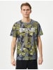 KOTON T-shirt in Khaki Gemustert