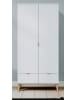 Furn.Design Kleiderschrank weiß matt, Eiche massiv 90 cm, Drehtürenschrank skandinavisch