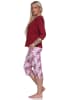 NORMANN Kurzarm Pyjama Caprihose floralem print in rot