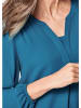 GOLDNER Bluse mit Tunika Ausschnitt in blau