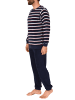 NORMANN Frottee Pyjama Schlafanzug Bündchen Streifen - 49729 in navy