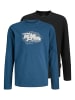 JACK & JONES Junior 2er Pack Langarmshirts JCOGRID BRANDING TEE JNR in titan