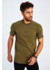 Leif Nelson Herren Gym T-Shirt Rundhals LN-8286 in khaki-schwarz