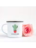 Mr. & Mrs. Panda Emaille Tasse Kaktus Wut mit Spruch in Weiß