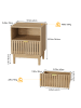 ABRIHOME Nachttisch in Eiche 45x39x56,5 cm mit 1 Schublade Lattenrost Design