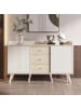 ABRIHOME Sideboard in Weiß mit 3 Schubladen und Stauraumregalen 117,5x40x80 cm