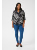 KAFFE curve Kurzarm-Bluse KCmona A-shape in Black/White Painted Flower