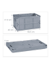 relaxdays 5x Klappbox in Grau - (B)58,5 x (H)31,5 x (T)40 cm