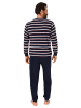 NORMANN Frottee Pyjama Schlafanzug Bündchen Streifen - 49726 in navy
