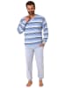 NORMANN Schlafanzug langarm Bündchen Pyjama Streifen - 61240 in marine