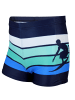 Aquarti Jungen Badehose Gestreift mit Motiven in grün/weiß