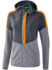 erima Squad Trainingsjacke mit Kapuze in slate grey/monument grey/new orange