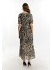 faina Damen Maxikleid Mit Zebra-Print in Beige Schwarz