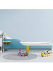 relaxdays Kinderbett "kleine Monster" in Blau/ Weiß - (B)94 x (H)60 x (T)143 cm