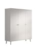 58 aufm Kessel KLEIDERSCHRANK Kamillah 150x59x200 mit 3 Türen aus MDF in Satin Weiß
