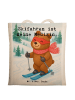 Mr. & Mrs. Panda Shopper Hase Skifahren Design mit Spruch in Weiß