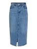 Vila Jeansrock Midi hohe Taille Frontschlitz Regular Fit in Blau