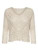 JACQUELINE de YONG Cropped 3/4 Arm Strick Pullover Spitzen Struktur JDYNEW in Beige