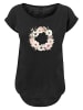 F4NT4STIC Long Cut T-Shirt Rosa Blumenkranz in schwarz