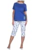 NORMANN Kurzarm Schlafanzug Kaktus Caprihose allover - 78893 in blau