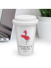 Mr. & Mrs. Panda To Go Becher Flamingo Yoga mit Spruch in Weiß
