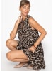 SASSYCLASSY Ärmelloses Musselin Kleid mit Volants und floralem Print in Grau