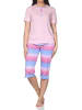 NORMANN Kurzarm Capri Schlafanzug Pyjama Übergröße Zick Zack Muster in rosa