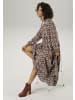 Aniston CASUAL Maxikleid in hellbraun-wollweiß-petrol-braun