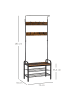 HOMCOM Garderobenständer-B72 x T34 x H185 cm-Schwarz + Natur