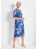 GOLDNER Mesh-Kleid Wickelkleid mit Blütenprint in Blau, tailliert in blau / gemustert