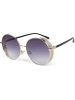 styleBREAKER Runde Sonnebrille in Gold / Grau Verlauf