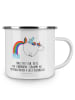 Mr. & Mrs. Panda Becher Einhorn Fliegendes Pferd mit Spruch in Weiß