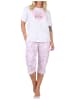 NORMANN Kurzarm Capri Schlafanzug Pyjama Herz Katzenmotiv 125 204 360 in rosa