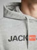 Jack & Jones Corp Sweat Hood Kapuzen Sweatshirt Jumper Reg Fit in Grau