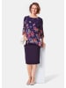 GOLDNER Kurzgröße:  Kleid Kleid mit floralem Chiffonüberwurf in amethyst / gemustert