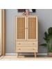 ABRIHOME Sideboard in Natur mit Rattantüren und 2 Schubladen 60x120 cm