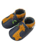 Bemesu Leder-Krabbelschuhe "Giraffe" in Dunkelblau