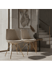 KADIMA DESIGN Esszimmerstuhl 2er Set Cara-Stoff Küchenstuhl mit goldenen in Beige