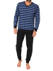 NORMANN Langarm Schlafanzug Pyjama Streifen in marine