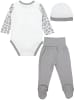 TupTam Baby Bekleidungsset Langarmbody Hose Mütze3 teilig in grau/weiß