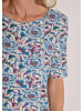 GOLDNER Jerseyshirt Cityshirt mit floralem Design in blau / gemustert