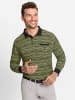 hajo Langarm-Poloshirt in oliv-meliert