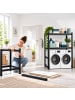 relaxdays Waschmaschinenregal in Schwarz - (B)130 x (H)180 x (T)60 cm