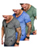 Amaci&Sons Herren 3er-Pack T-Shirts 3. NYC in (Khaki + Blau + Anthrazit)