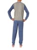 NORMANN Frottee Schlafanzug langarm Bündchen in grau