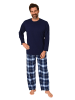NORMANN Schlafanzug lang Pyjama FlanellHose Karo - 88248 in navy2