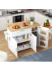 ABRIHOME Kücheninsel in Weiß mit klappbarer Platte 132.5x44x90 cm  