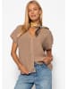 SASSYCLASSY Strickweste mit Herzknöpfen in Taupe