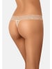 Teyli Mesh Tanga mit floraler Spitze Leo in beige